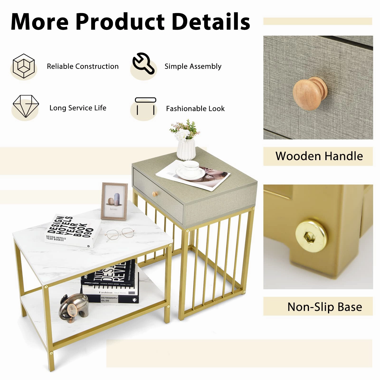 Giantex Nesting Coffee Table Set w/Drawer & Shelf