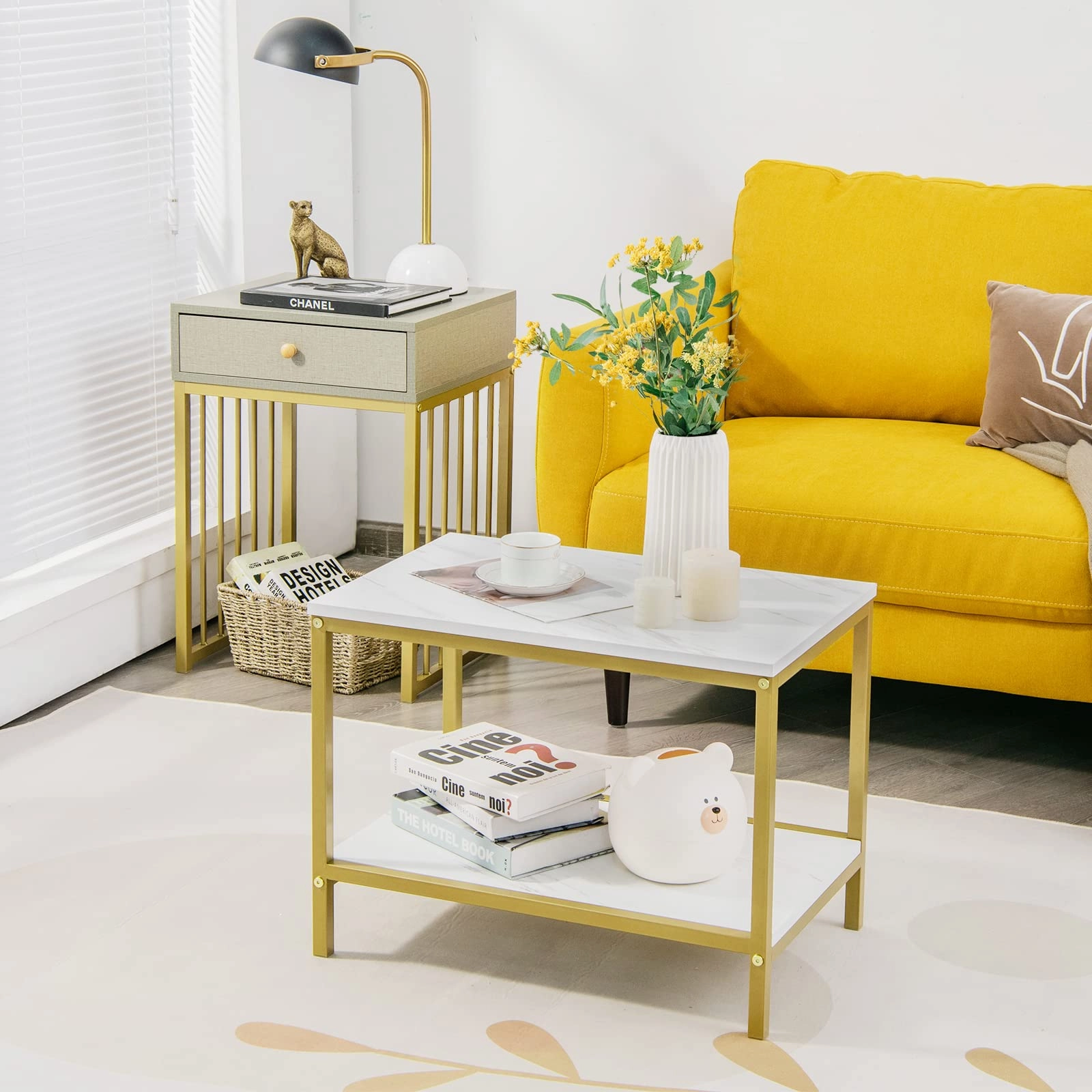 Giantex Nesting Coffee Table Set w/Drawer & Shelf