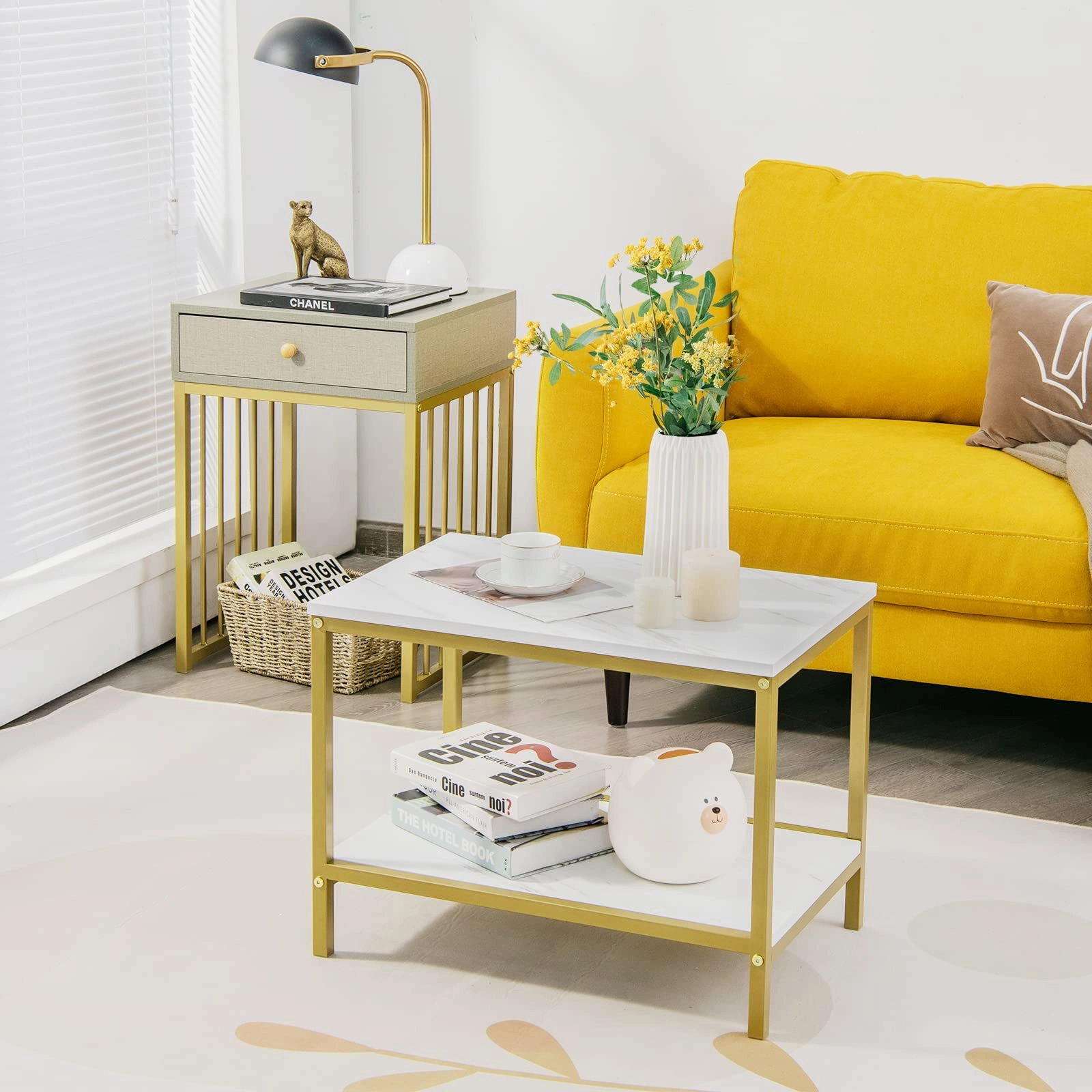 Giantex Nesting Coffee Table Set w/Drawer & Shelf