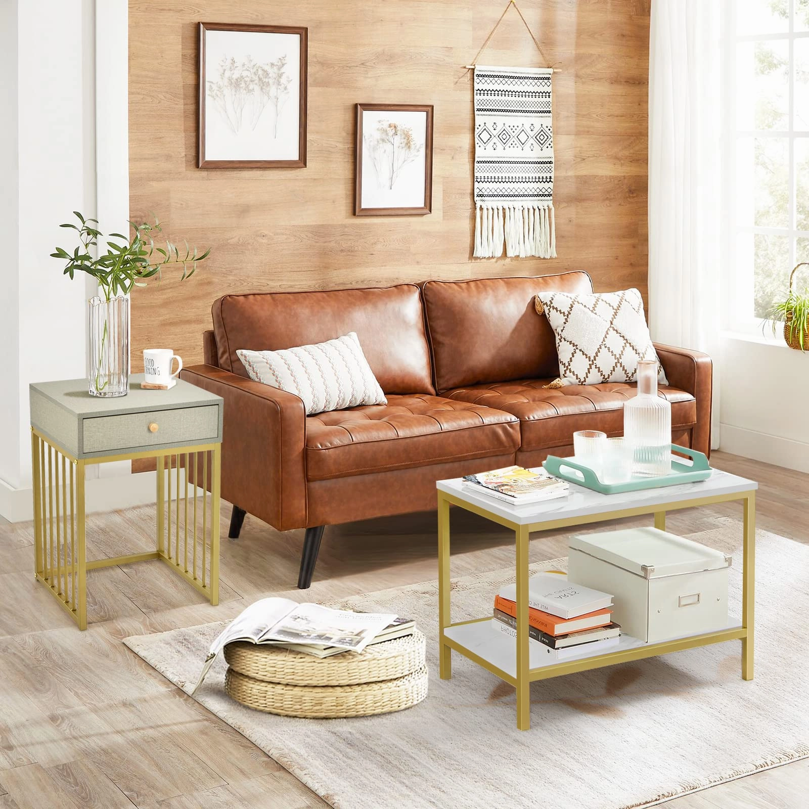 Giantex Nesting Coffee Table Set w/Drawer & Shelf