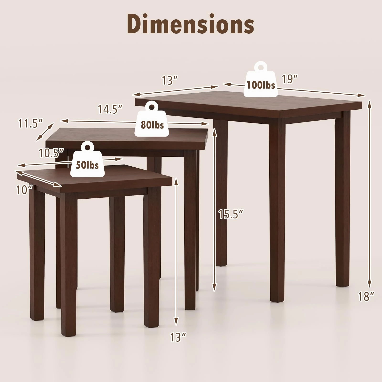 Giantex Nesting Tables Set of 3, Farmhouse Stacking Side Tables with Rubber Legs