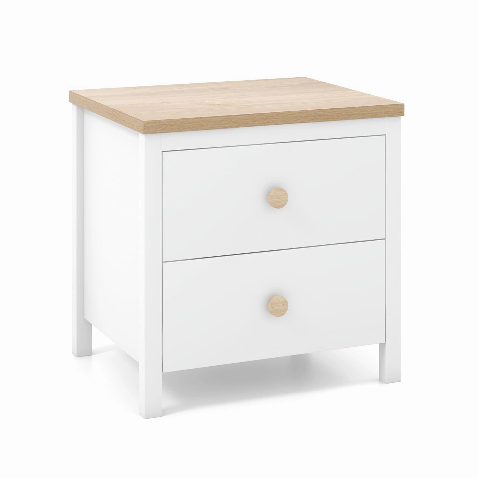 Giantex Night Stand with 2 Drawers, Farmhouse Bedside Table with Cute Round Knobs