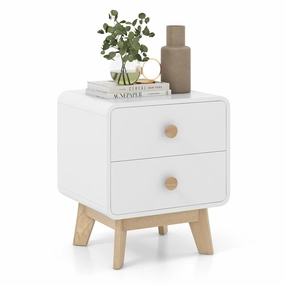 Giantex Night Stand with 2 Drawers, Mid Century Modern Bedside Table with Cute Round Knobs entry bench, mudroom storage