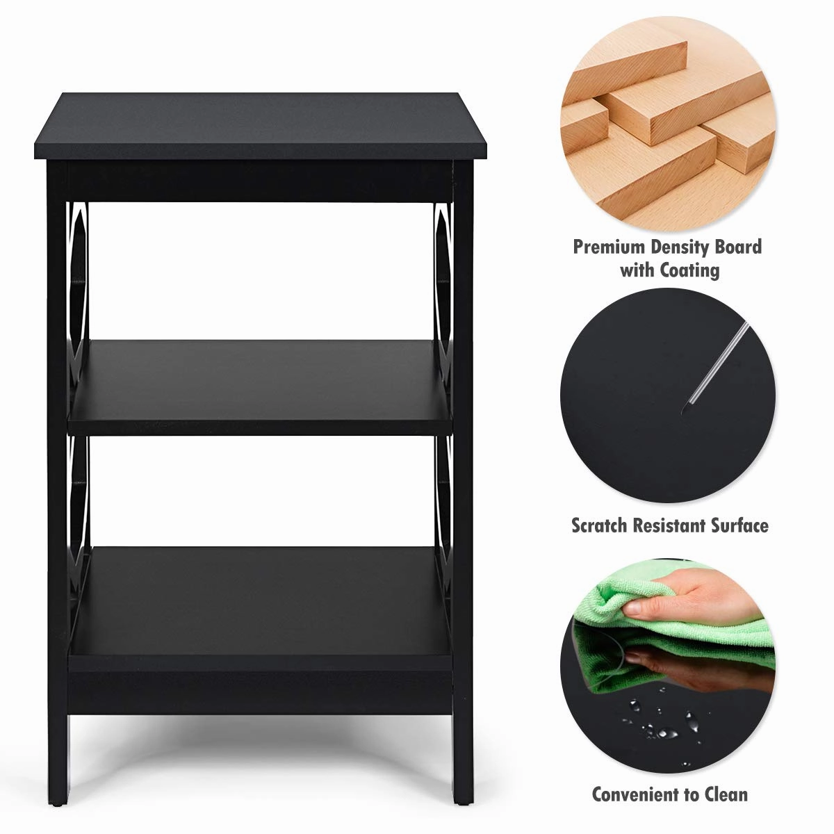 Giantex Nightstand 3-Tier End Table Multifunctional
