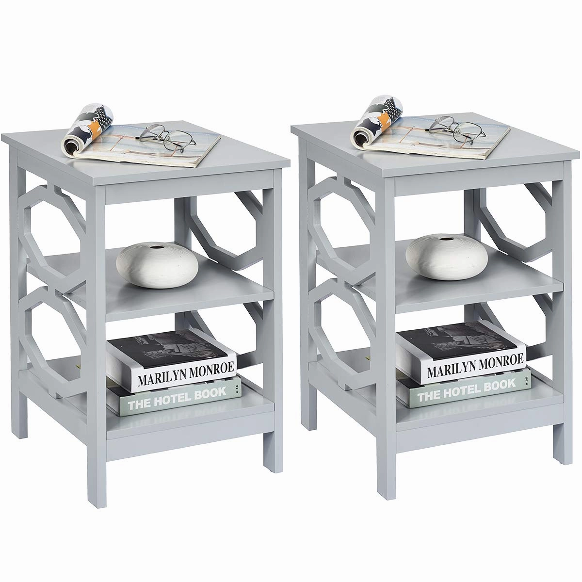 Giantex Nightstand 3-Tier End Table Multifunctional
