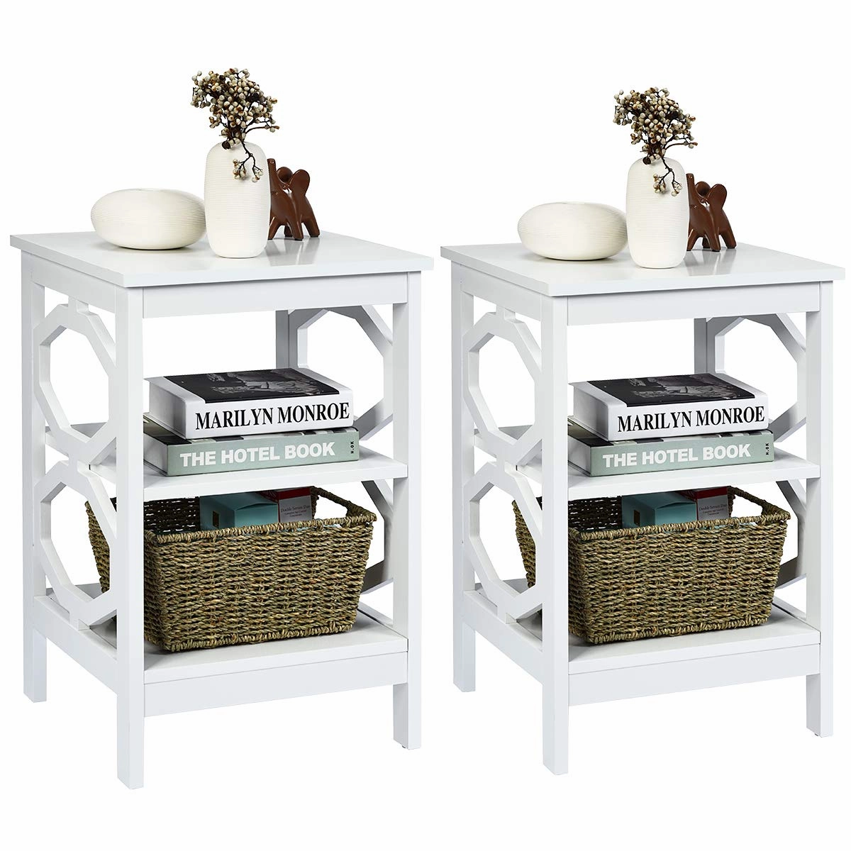 Giantex Nightstand 3-Tier End Table Multifunctional