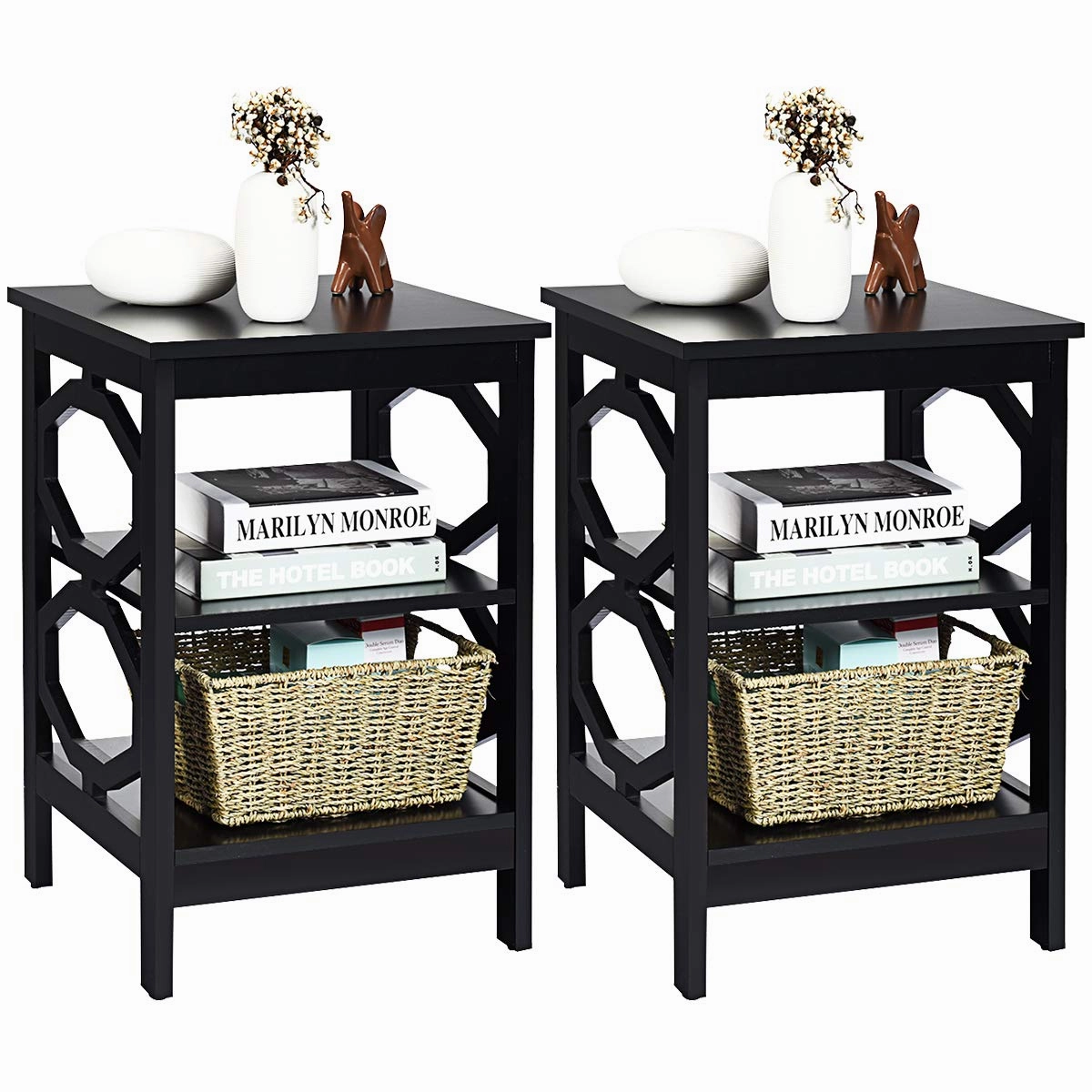 Giantex Nightstand 3-Tier End Table Multifunctional entry bench, mudroom storage