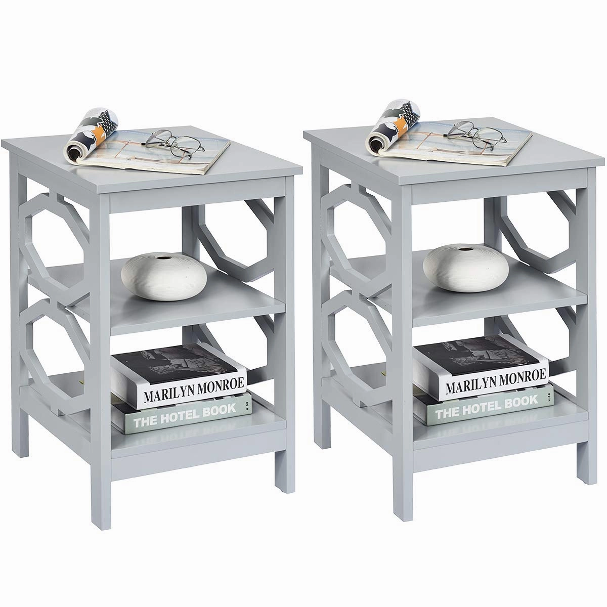 Giantex Nightstand 3-Tier End Table Multifunctional