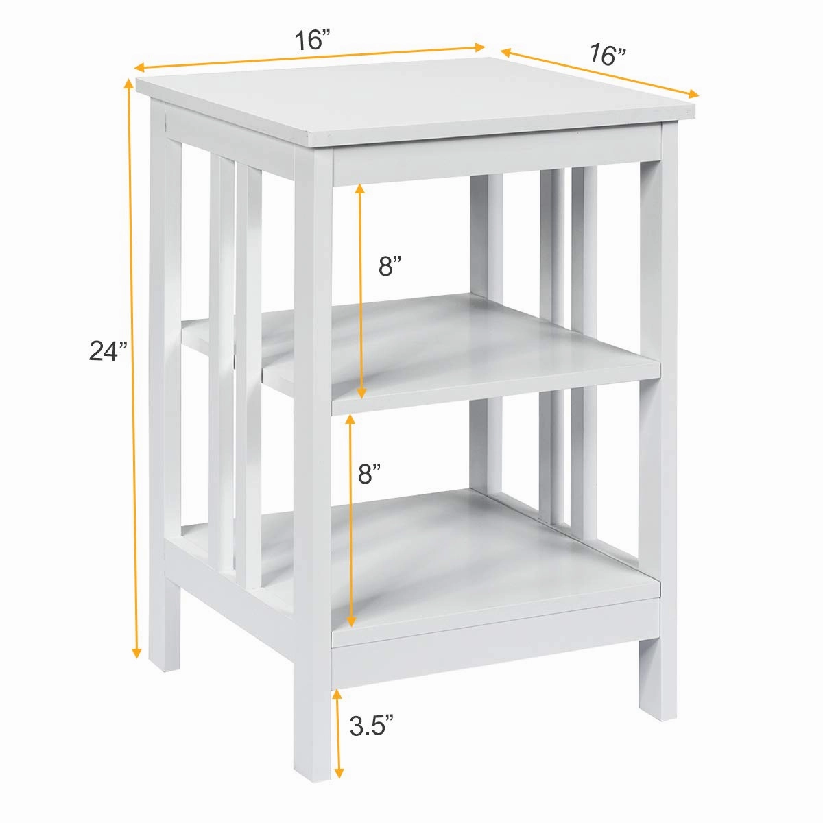 Giantex Nightstand 3-Tier Sofa Side Table W/Reinforced Bars and Stable Structure