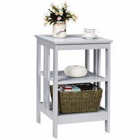 Giantex Nightstand 3-Tier Sofa Side Table W/Reinforced Bars and Stable Structure throw pillow, fuzzy blanket