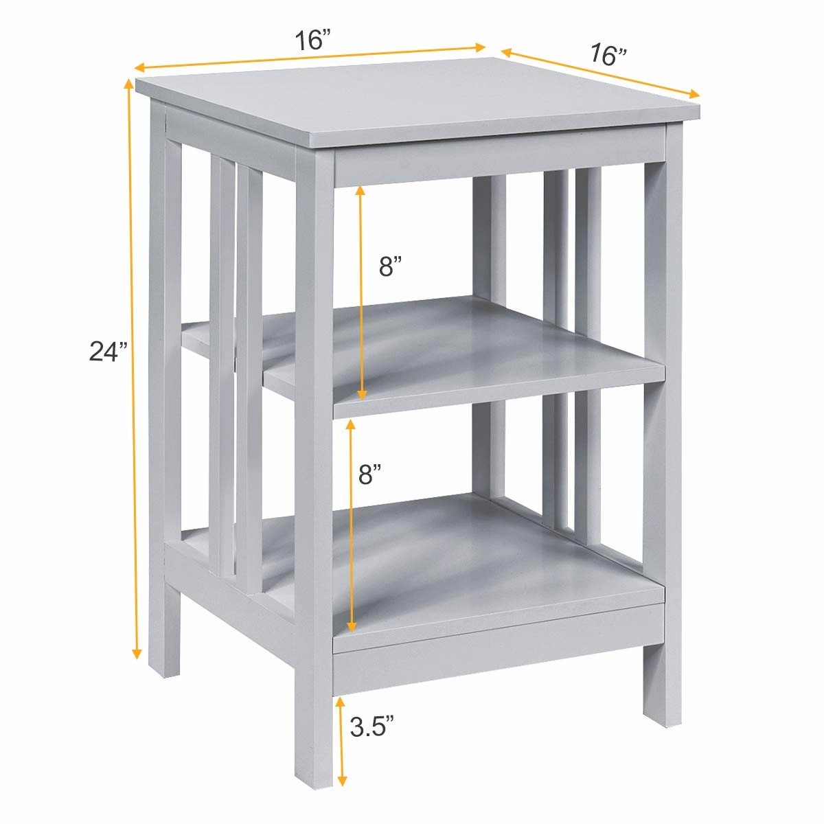 Giantex Nightstand 3-Tier Sofa Side Table W/Reinforced Bars and Stable Structure