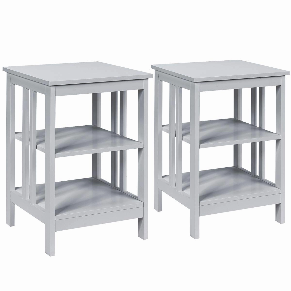 Giantex Nightstand 3-Tier Sofa Side Table W/Reinforced Bars and Stable Structure