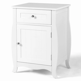 Giantex Nightstand Bed Side End Table with Drawer(1&2, White) throw pillow, fuzzy blanket