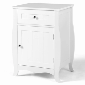 Giantex Nightstand Bed Side End Table with Drawer(1&2, White) entry bench, mudroom storage