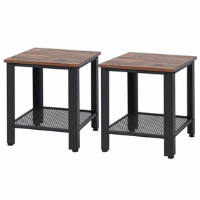 Giantex Nightstand Side Table 2-Tier W/Adjustable Feet, Storage Shelf and Metal Frame throw pillow, fuzzy blanket