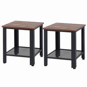 Giantex Nightstand Side Table 2-Tier W/Adjustable Feet, Storage Shelf and Metal Frame entry bench, mudroom storage