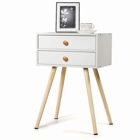 Giantex Nightstand W/2 Drawers for Bedroom throw pillow, fuzzy blanket
