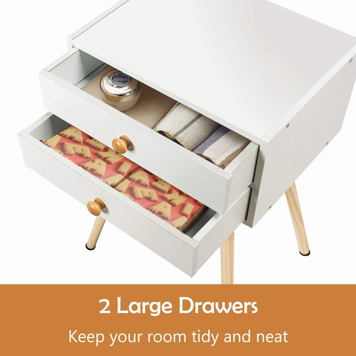 Giantex Nightstand W/2 Drawers for Bedroom