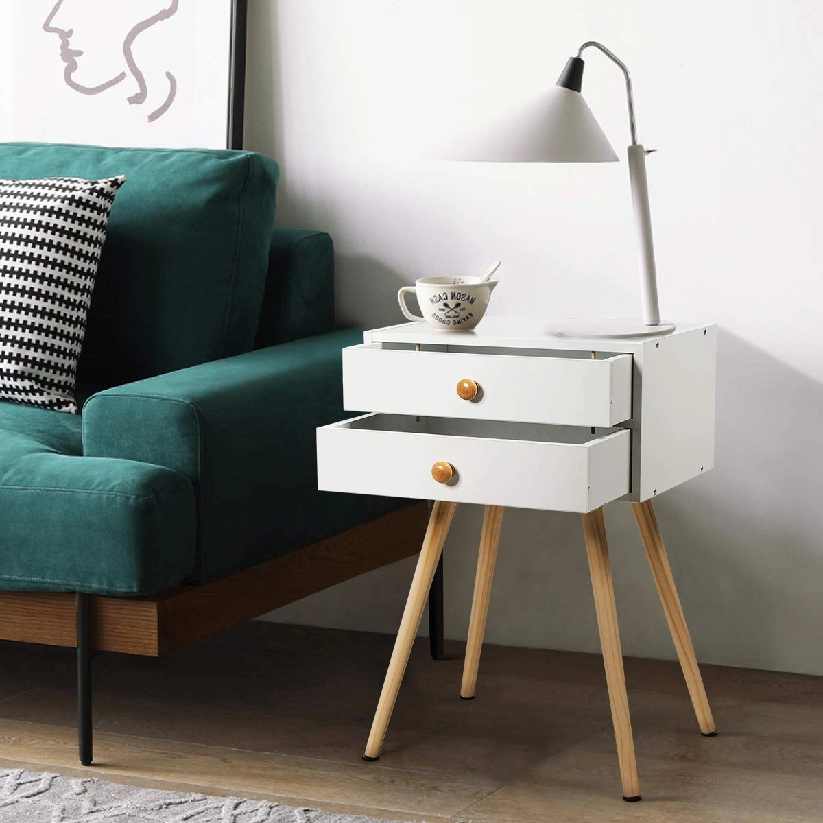 Giantex Nightstand W/2 Drawers for Bedroom