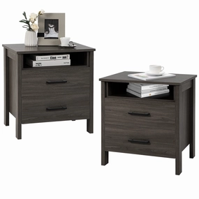 Giantex Nightstand w/2 Drawers, Set of 2 End Table w/Wood Grain office chair, ergonomic chair