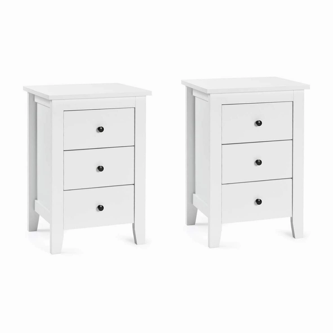 Giantex Nightstand W/ 3 Drawers Large Storage Space, Solid Structure and Stable Frame (1)