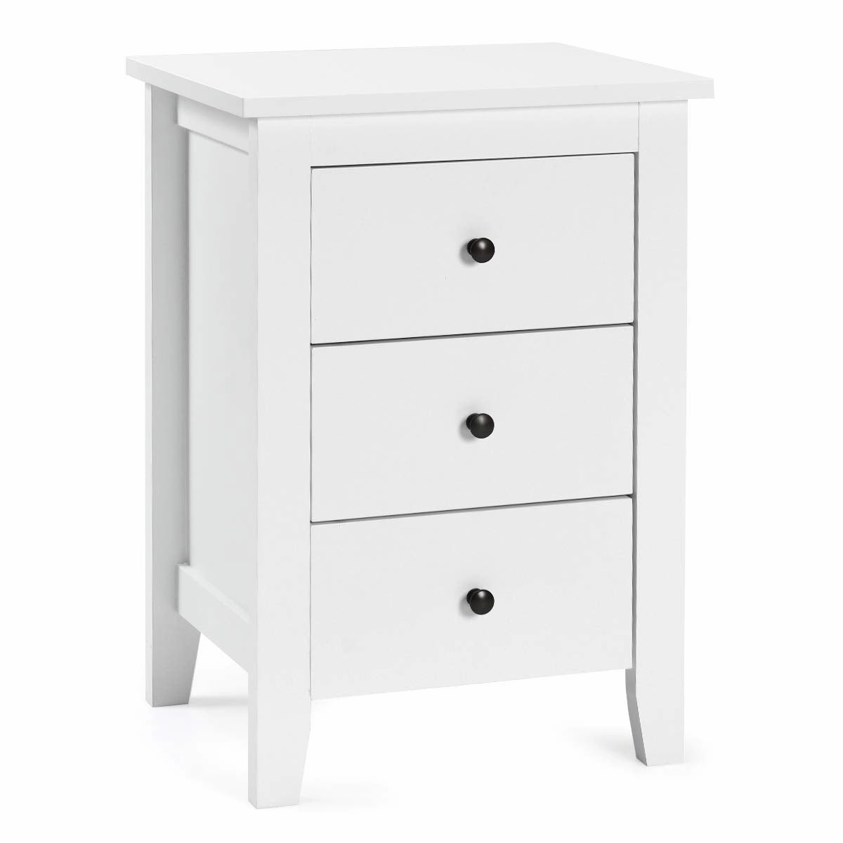 Giantex Nightstand W/ 3 Drawers Large Storage Space, Solid Structure and Stable Frame (1) throw pillow, fuzzy blanket