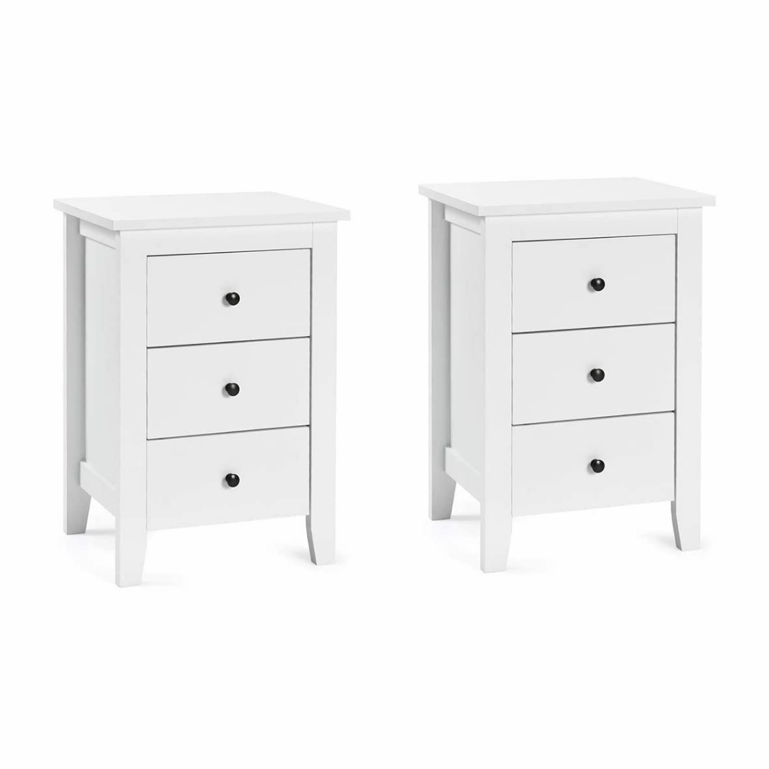 Giantex Nightstand W/ 3 Drawers Large Storage Space, Solid Structure and Stable Frame (1)
