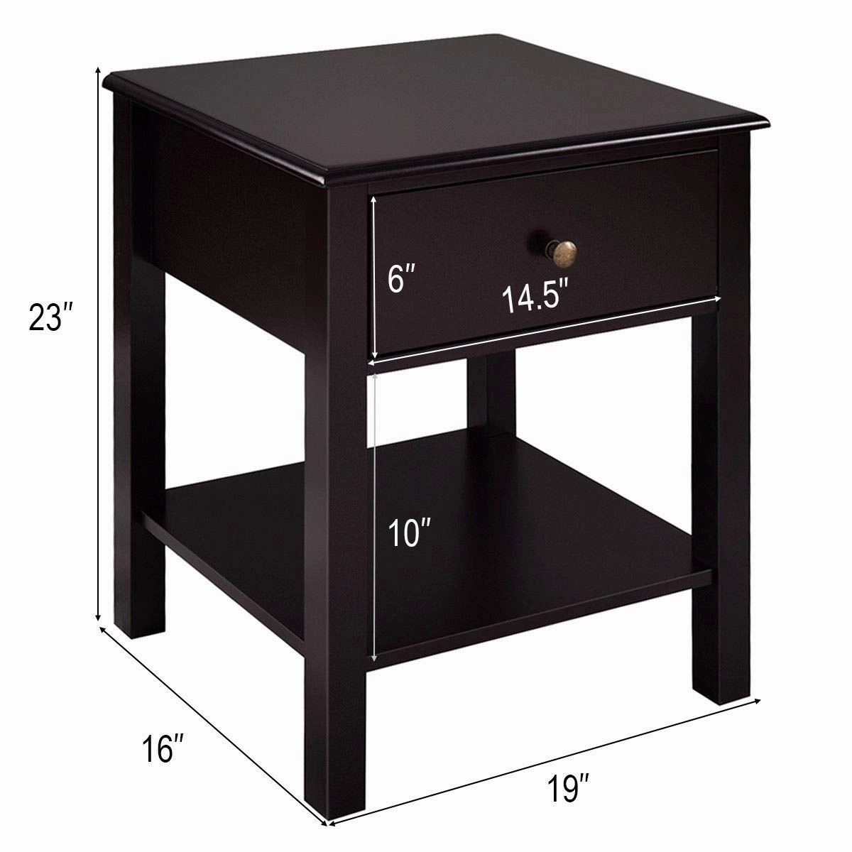 Giantex Nightstand W/Drawer and Shelf, Stable Frame Storage Cabinet