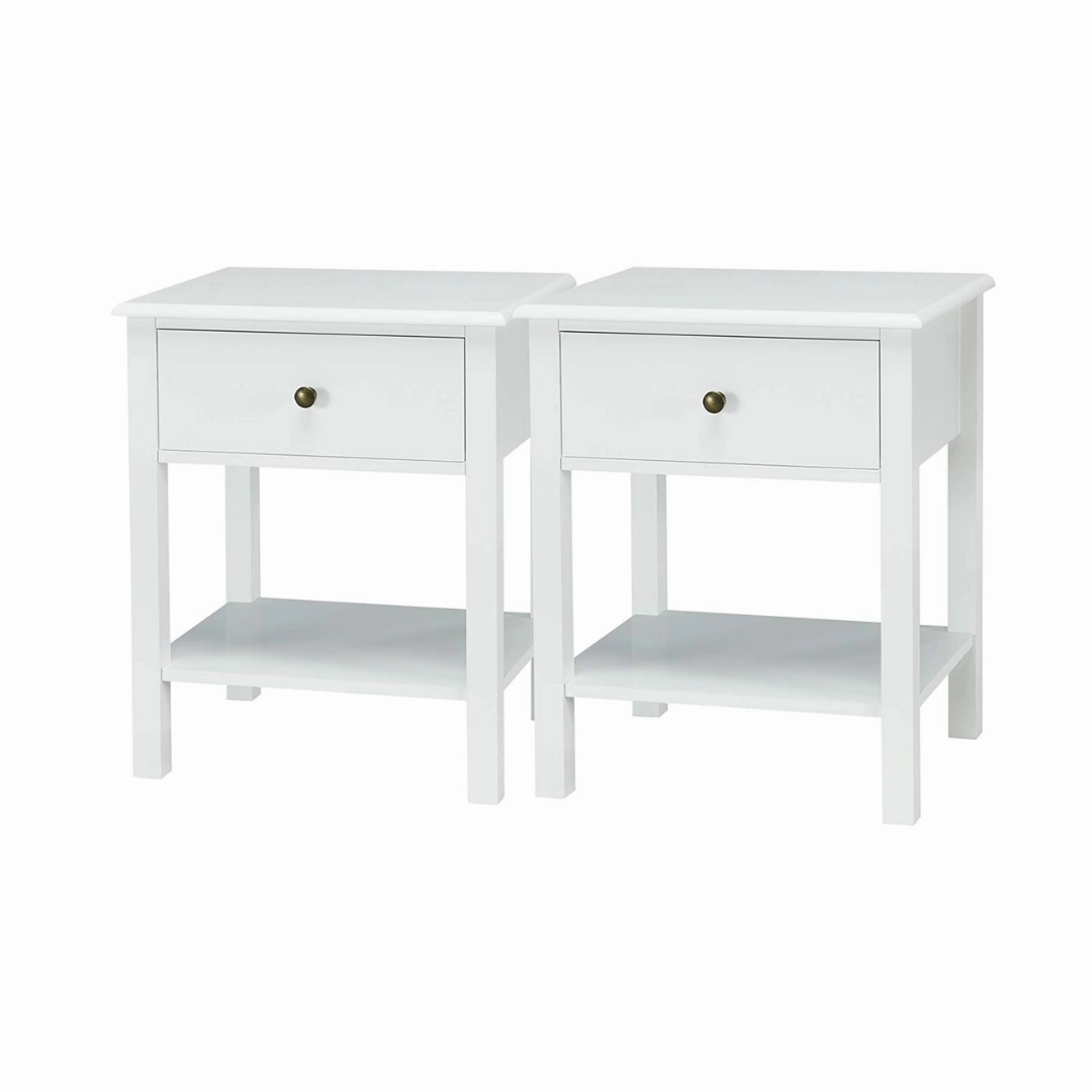 Giantex Nightstand W/Drawer and Shelf, Stable Frame Storage Cabinet