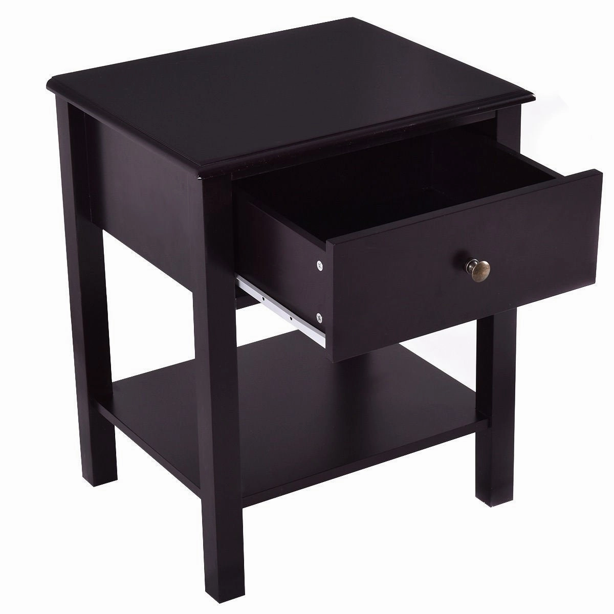 Giantex Nightstand W/Drawer and Shelf, Stable Frame Storage Cabinet