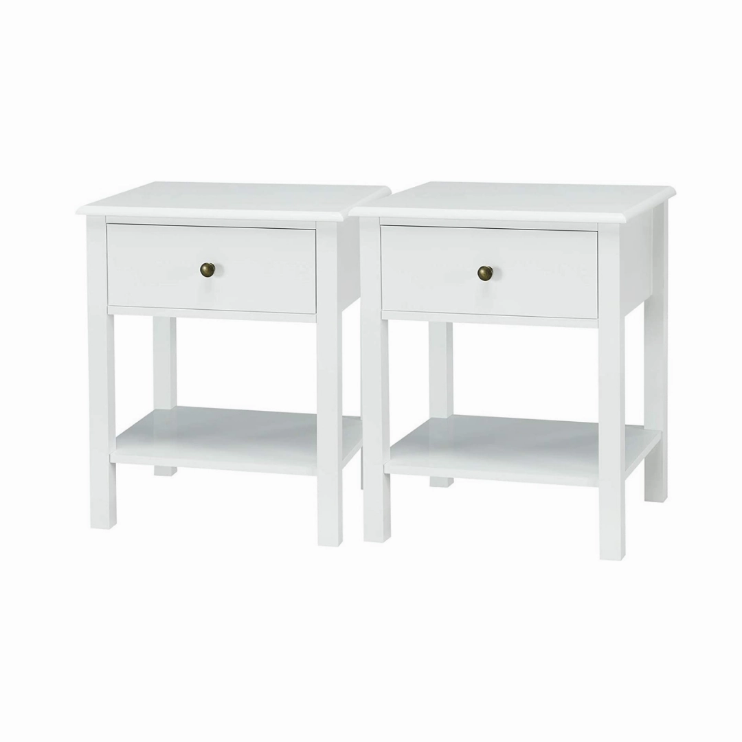 Giantex Nightstand W/Drawer and Shelf, Stable Frame Storage Cabinet