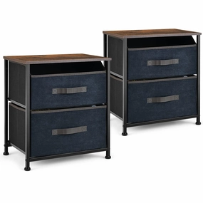 Giantex Nightstand with 2 Drawers throw pillow, fuzzy blanket