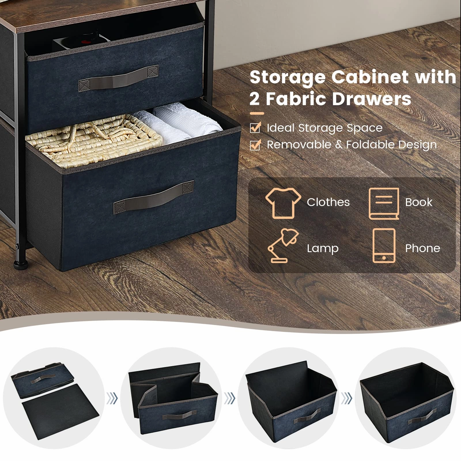 Giantex Nightstand with 2 Drawers