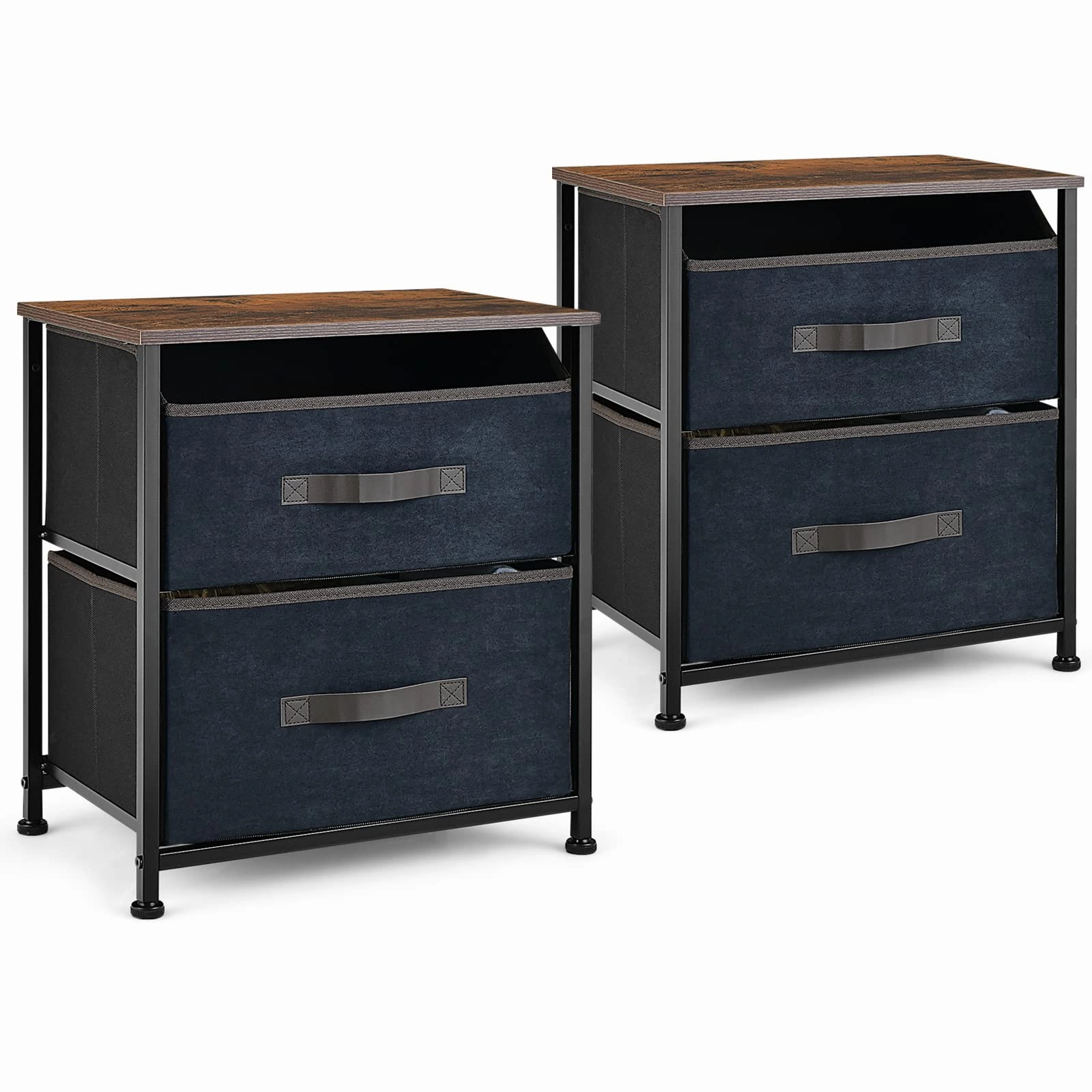 Giantex Nightstand with 2 Drawers throw pillow, fuzzy blanket