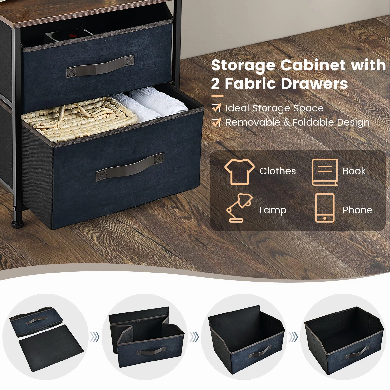 Giantex Nightstand with 2 Drawers