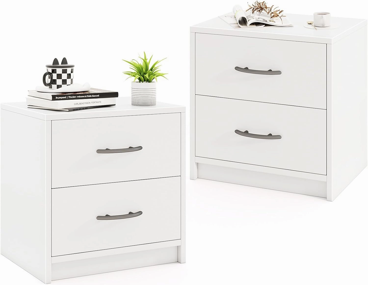 Giantex Nightstand with 2 Drawers, Modern Night Stand with Storage Drawers, Compact Floor Sofa Side Table for Small Spaces