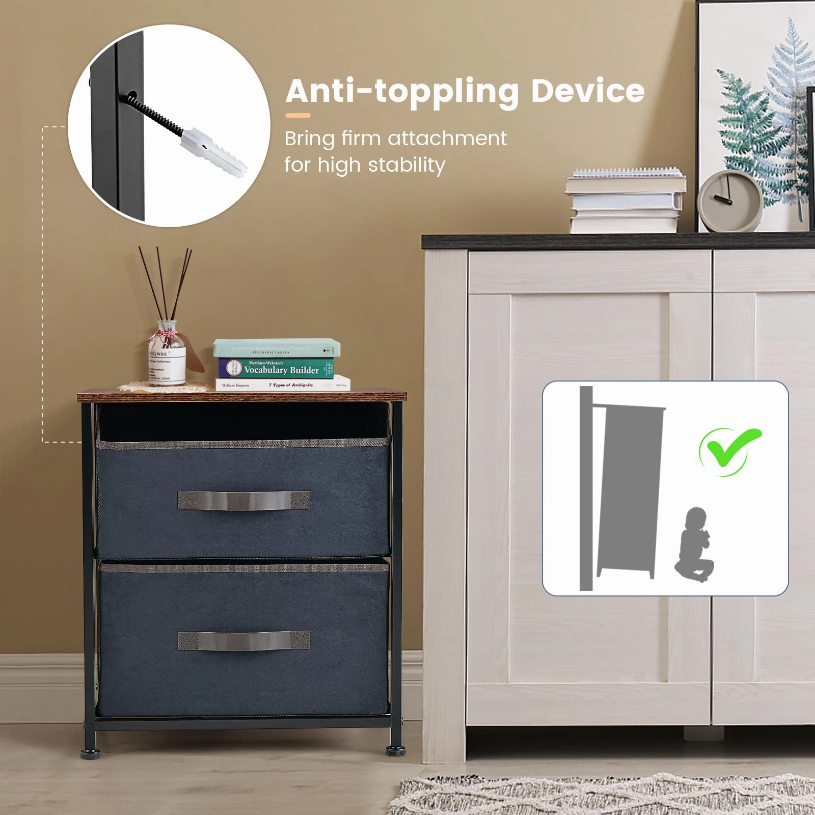 Giantex Nightstand with 2 Drawers