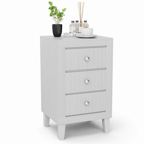 Giantex Nightstand with 3 Drawers, 26.5" Wood End Side Table w/Handles & Rubber Solid Wood Legs office chair, ergonomic chair