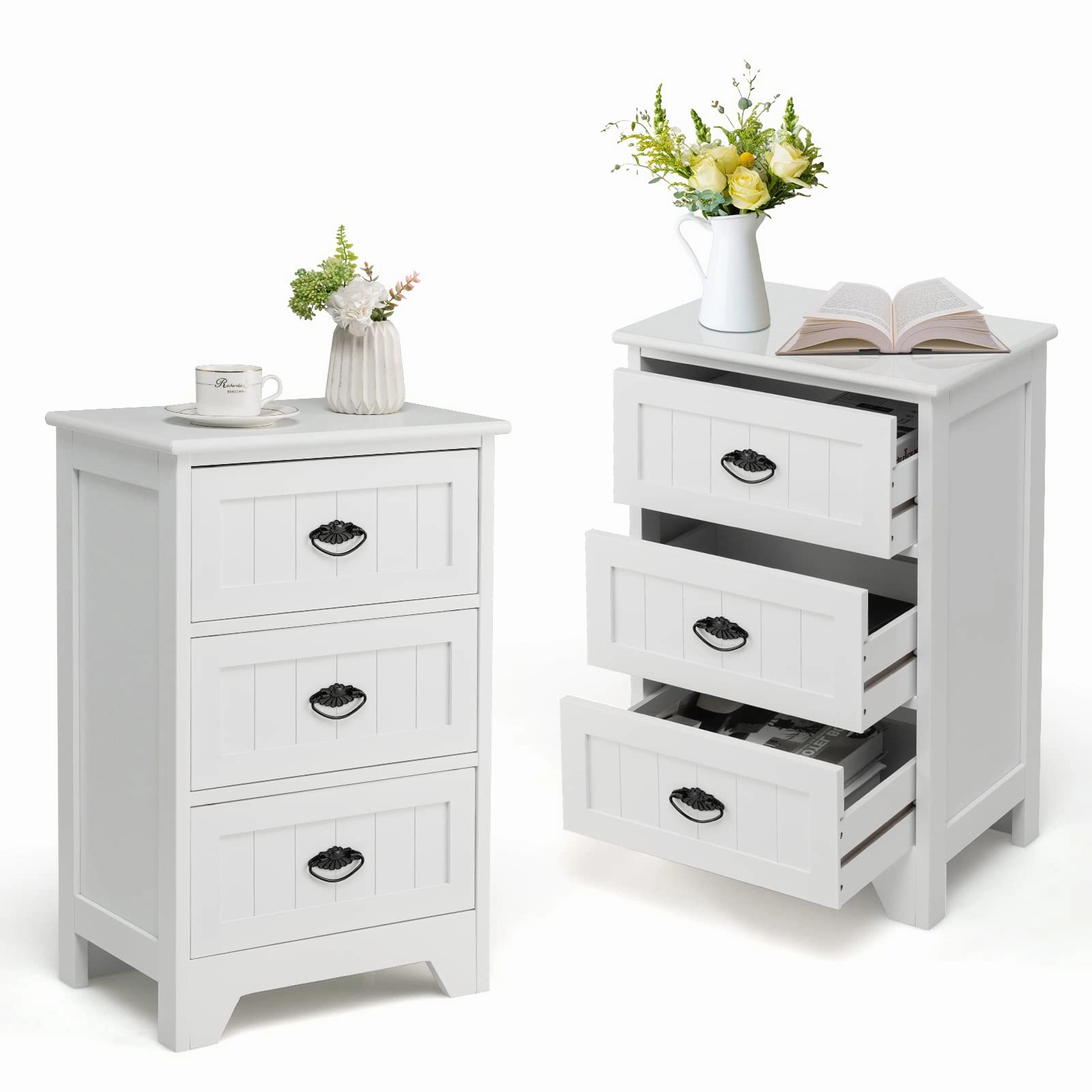 Giantex Nightstand with 3 Drawers, Bedside Table