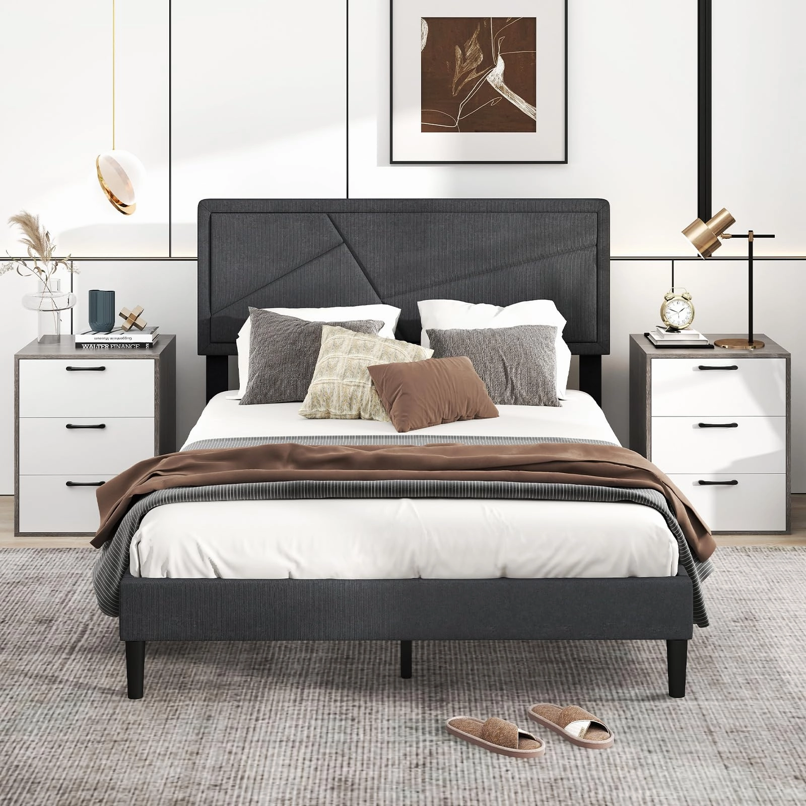 Giantex Nightstand with 3 Drawers for Bedroom Hallway