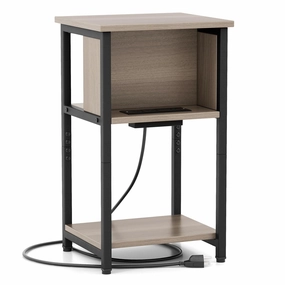 Giantex Nightstand with Charging Station, 3-Tier End Table with USB Ports & Power Outlets entry bench, mudroom storage