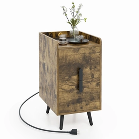 Giantex Nightstand with Charging Station, Narrow End Table with 2 Drawers & Metal Gold Legs office chair, ergonomic chair