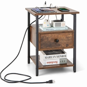 Giantex Nightstand with Charging Station entry bench, mudroom storage