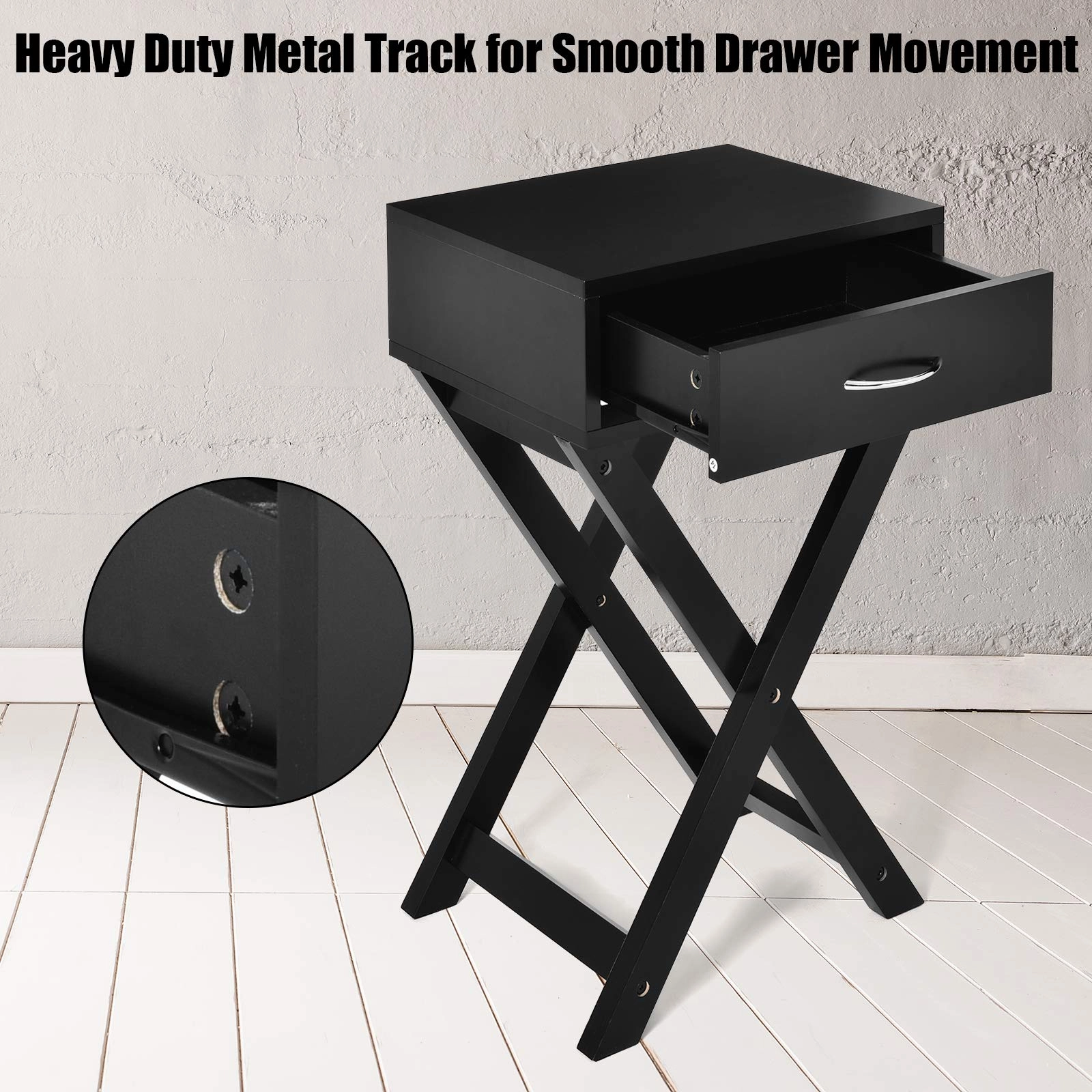 Giantex Nightstand with Drawer X-Shaped Design Sofa Side Table