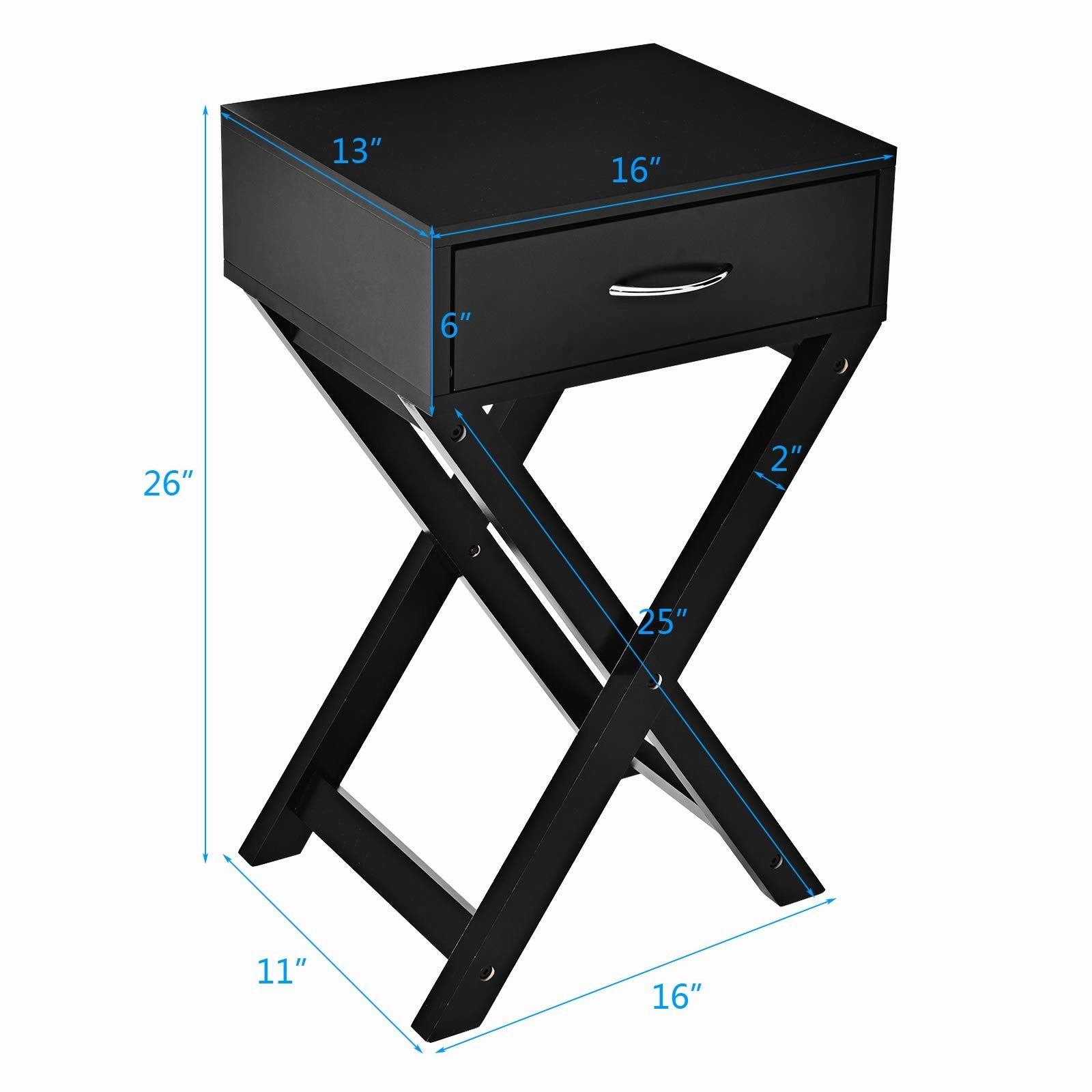 Giantex Nightstand with Drawer X-Shaped Design Sofa Side Table