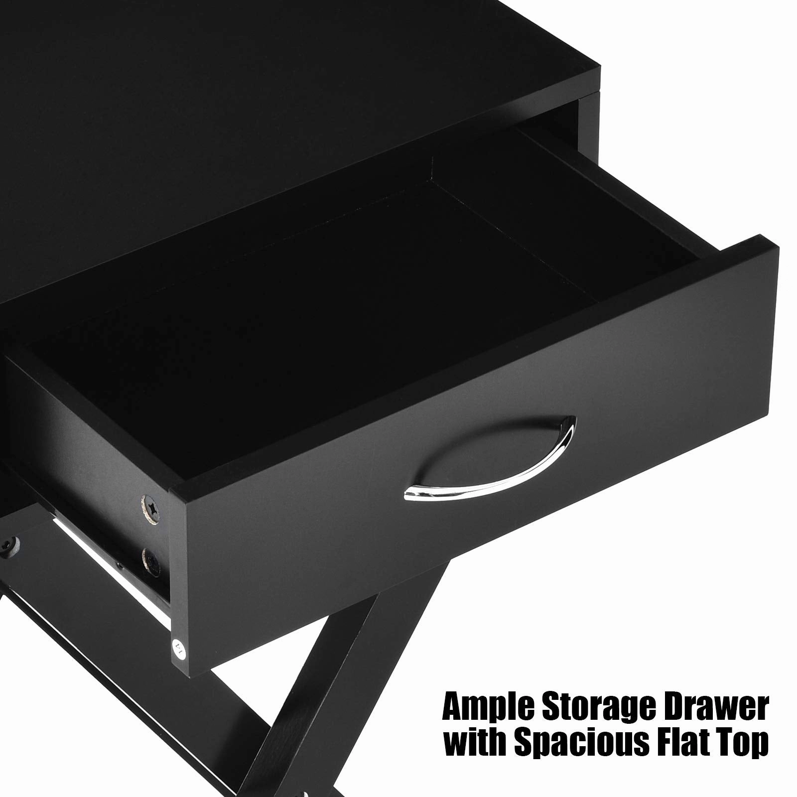 Giantex Nightstand with Drawer X-Shaped Design Sofa Side Table