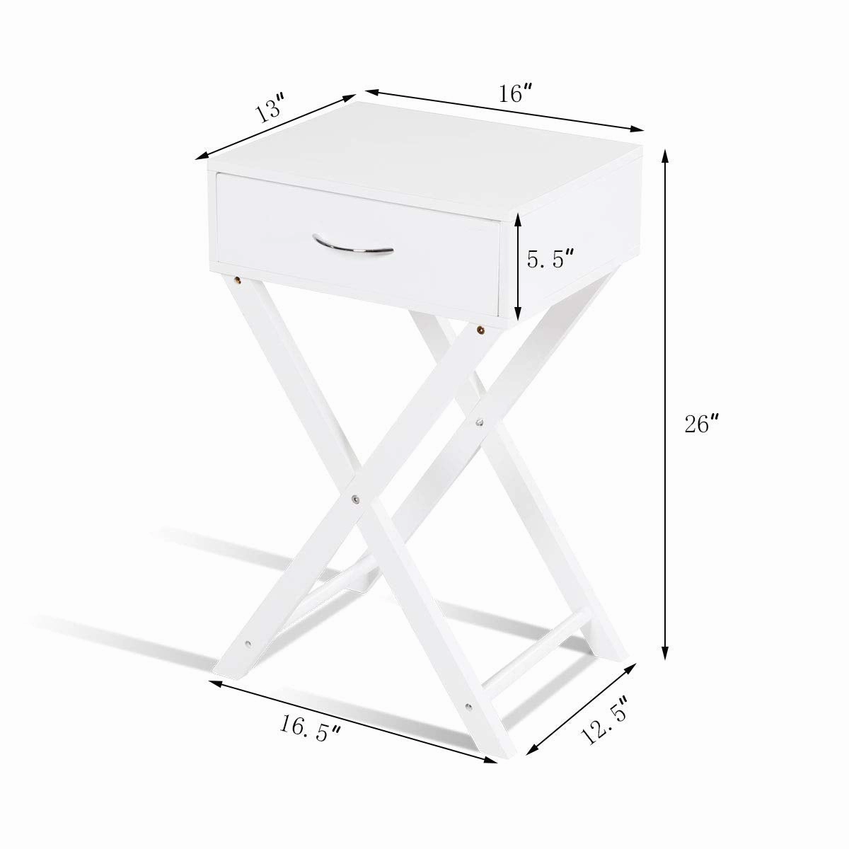 Giantex Nightstand with Drawer X-Shaped Design Sofa Side Table