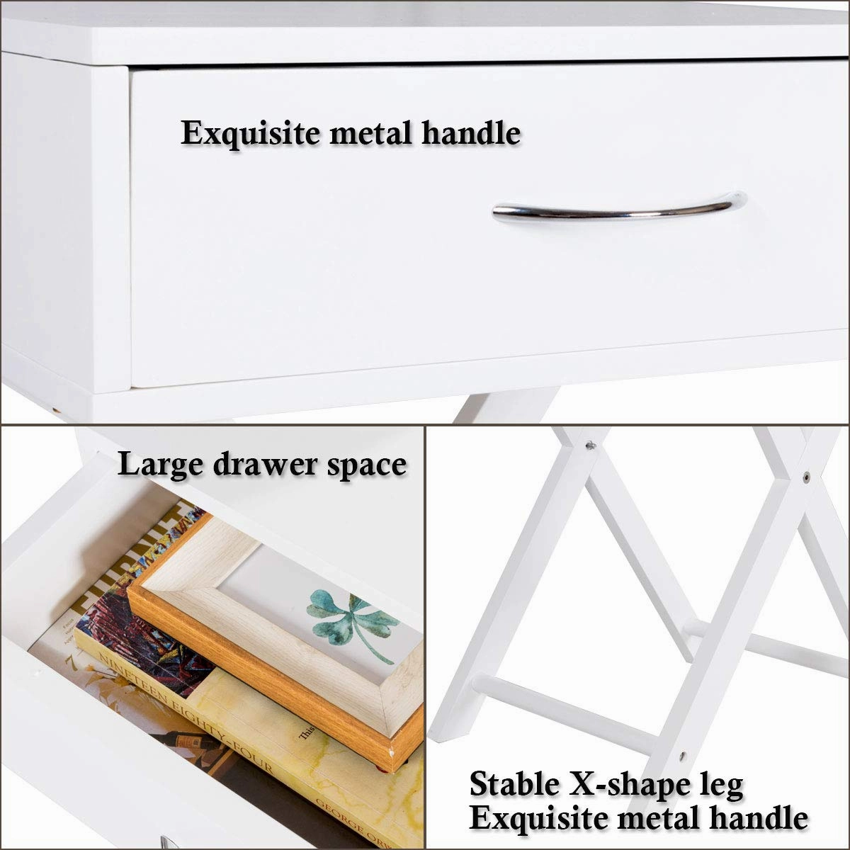 Giantex Nightstand with Drawer X-Shaped Design Sofa Side Table
