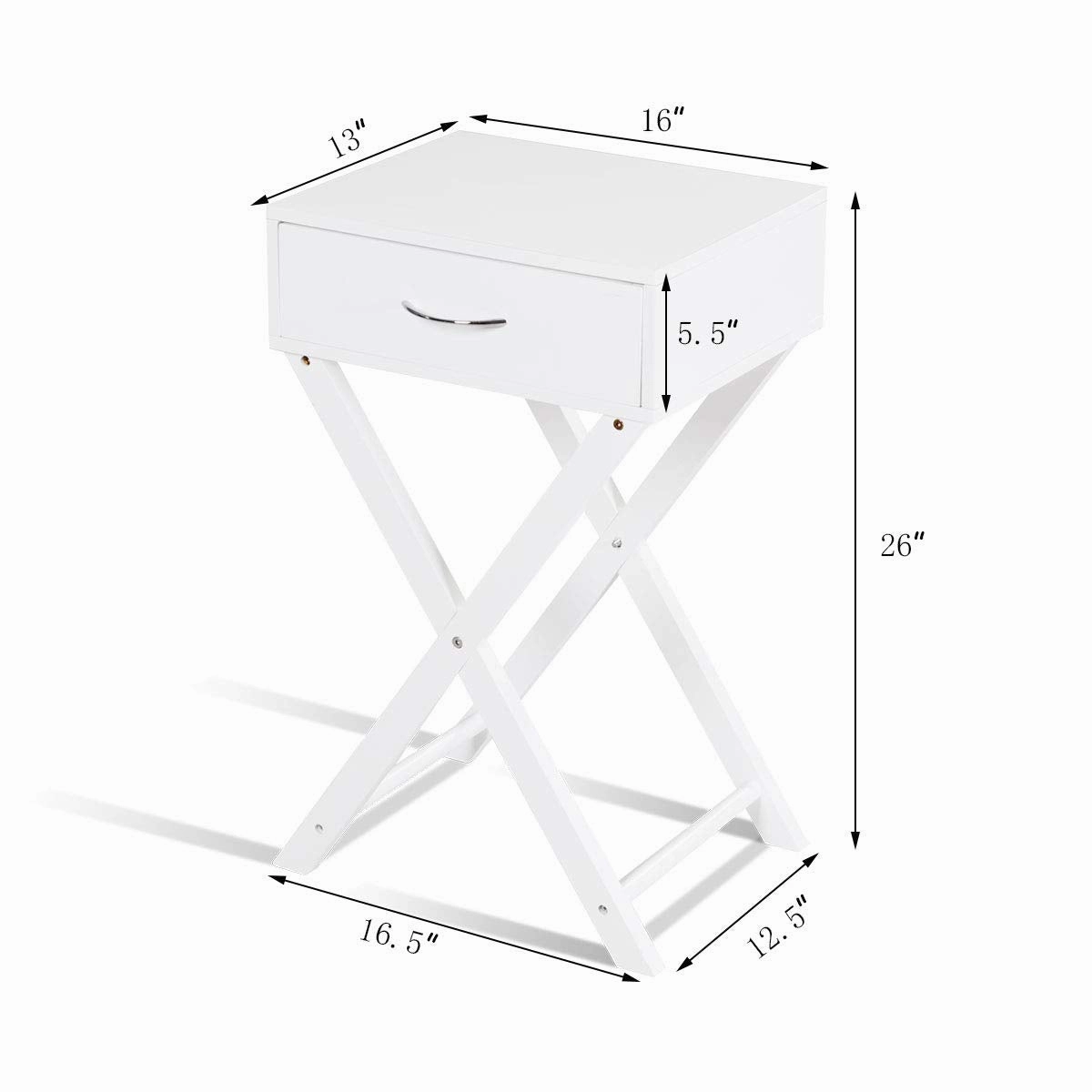 Giantex Nightstand with Drawer X-Shaped Design Sofa Side Table