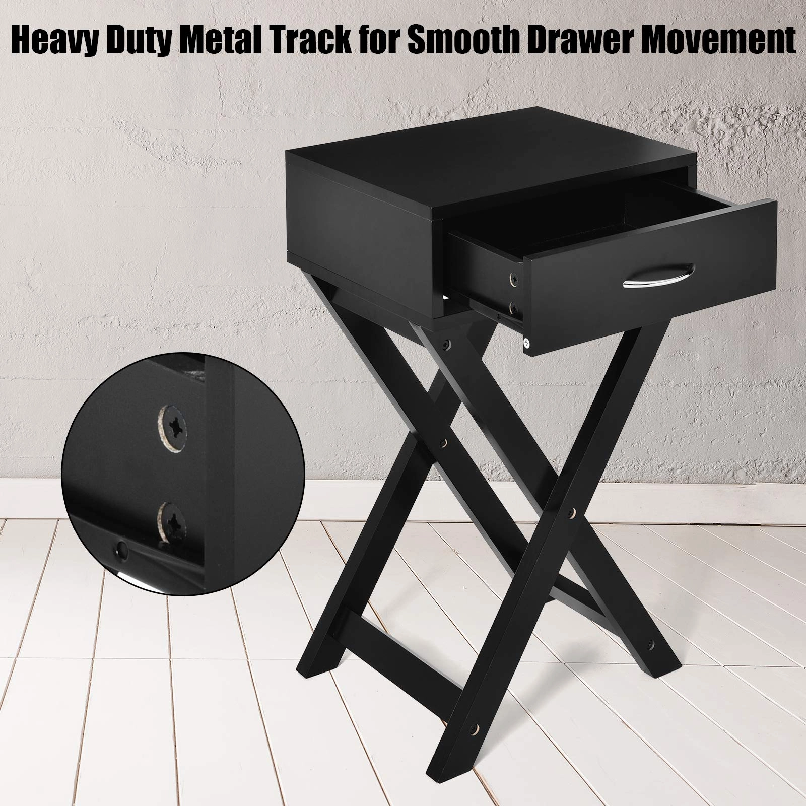 Giantex Nightstand with Drawer X-Shaped Design Sofa Side Table